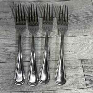 Oneida Stainless Flatware China Tress Hollis 4 Dinner Forks Glossy
